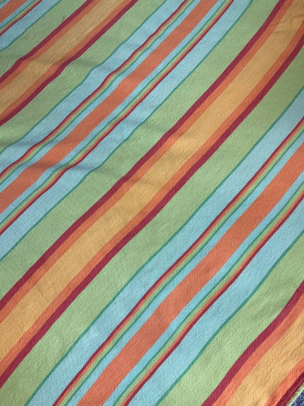 VTG MCM Cotton Park Cottage Striped Cotton Outdoor Round Tablecloth Umbrella Hol - Picture 6 of 13